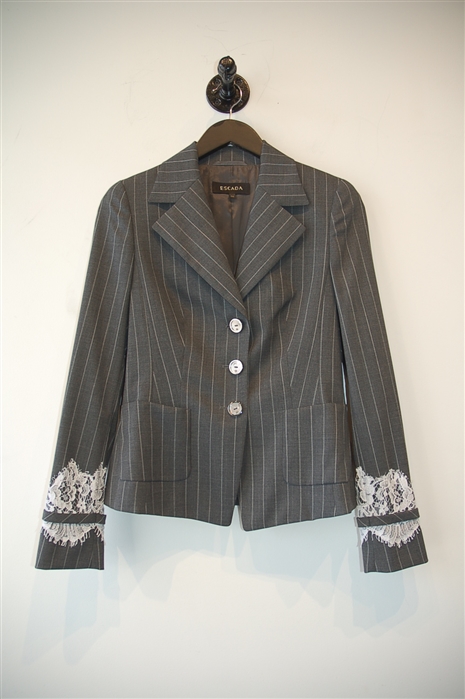 Gray Stripe Escada Suit Set, size 4