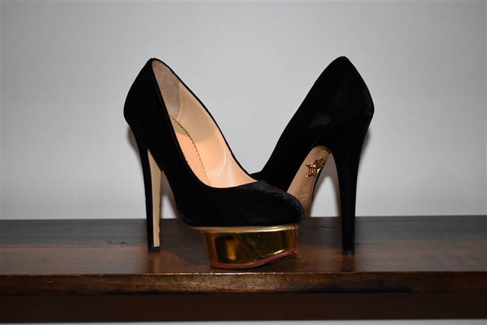 Black Velvet Charlotte Olympia Platform Pumps, size 6