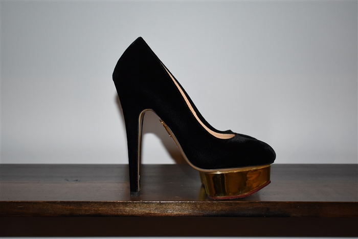 Black Velvet Charlotte Olympia Platform Pumps, size 6