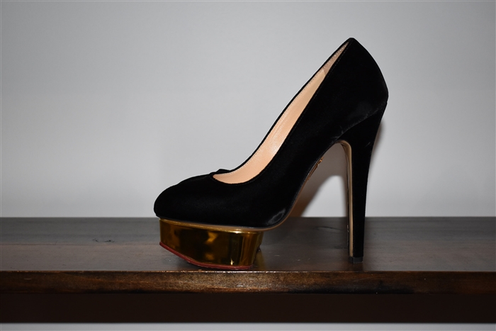 Black Velvet Charlotte Olympia Platform Pumps, size 6