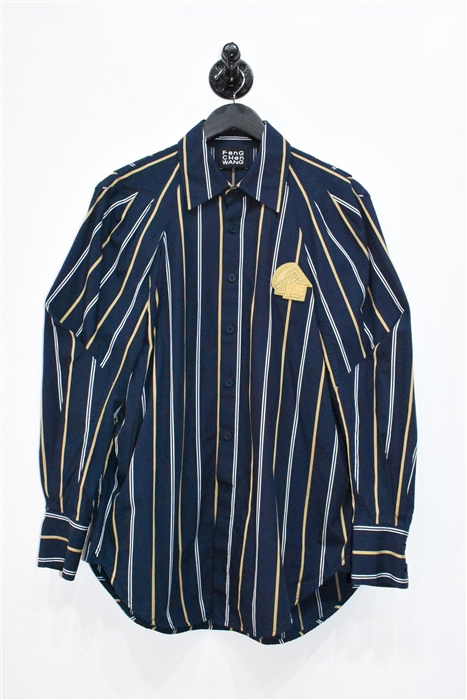 Navy Stripe Feng Chen Wang Button Shirt, size XS