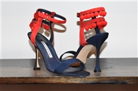 Navy & Red Manolo Blahnik Sandal, size 7.5