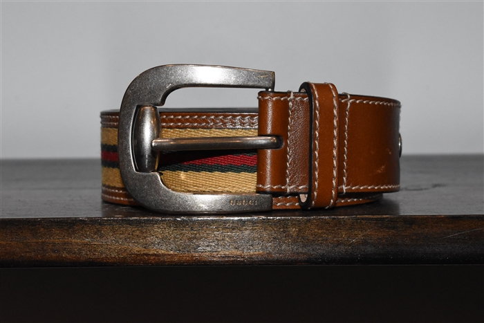 Brown Stripe Gucci Belt, size XL