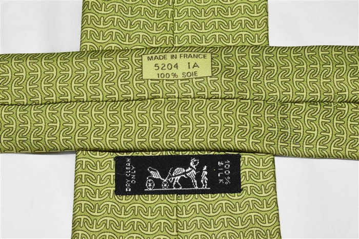 Acid Green Hermes Tie, size O/S