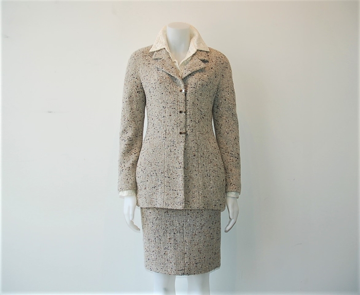 Oatmeal Chanel Skirt Suit, size 6