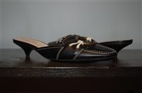 Black Leather Miu Miu Kitten Heels, size 6.5