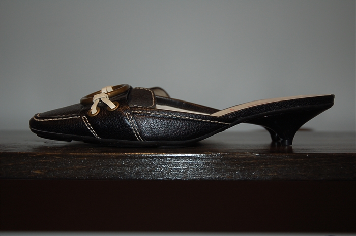 Black Leather Miu Miu Kitten Heels, size 6.5