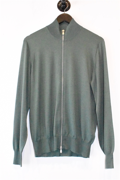 Sage Brunello Cucinelli Zippered Sweater, size M
