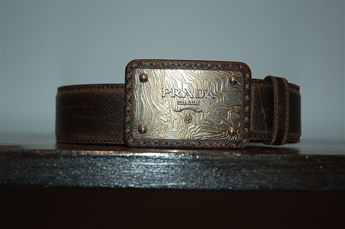 Dark Leather Prada Belt, size L