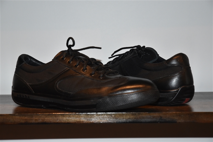 Black Leather Prada Sneaker, size 10.5