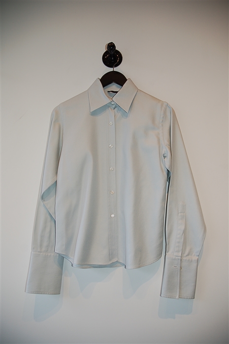 Powder Blue Pink Tartan Button Shirt, size S