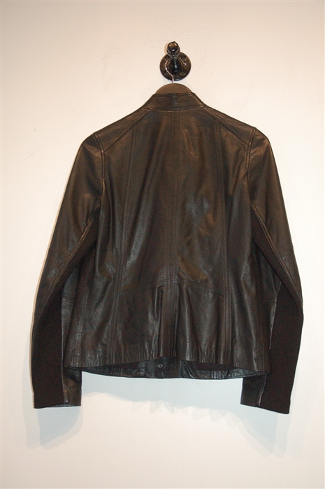 Black Leather Vince Leather Jacket, size S