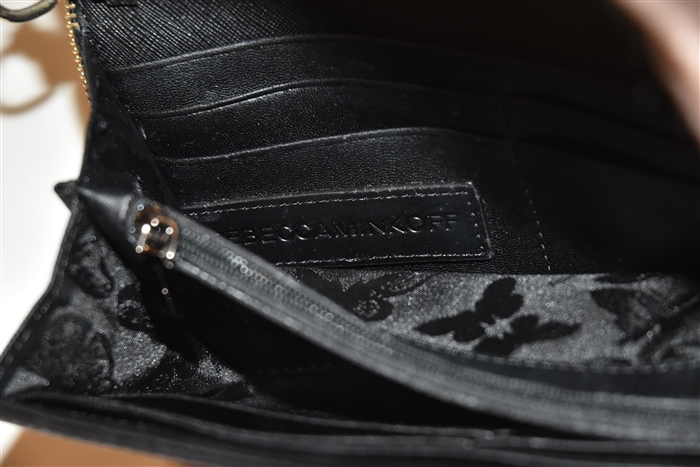 Black Leather Rebecca Minkoff Wallet on Chain, size S