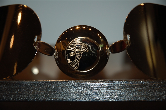 Black Leather Versace Collection Belt, size M