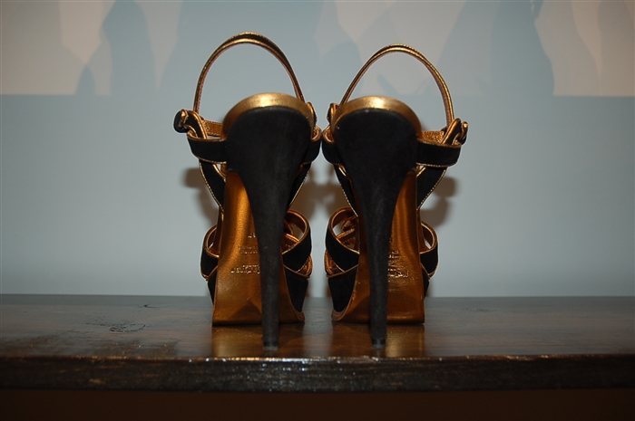 Black & Gold Saint Laurent Sandal, size 7