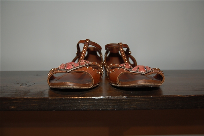 Aged Leather Miu Miu Sandal, size 6.5