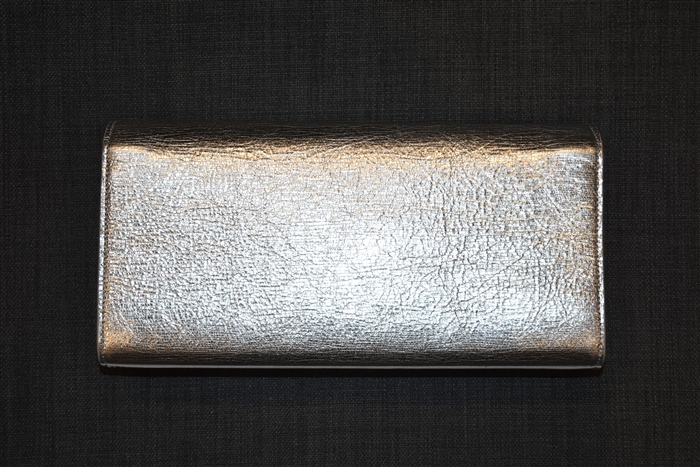 Metallic Silver Saint Laurent Clutch, size M