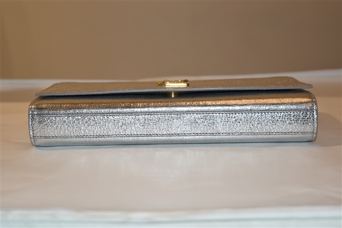 Metallic Silver Saint Laurent Clutch, size M