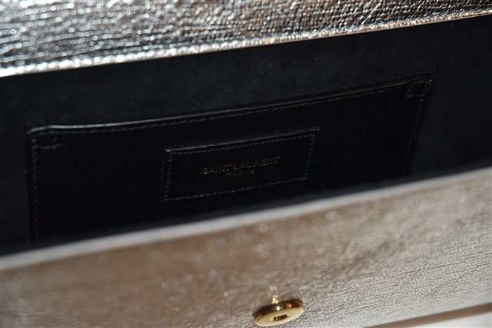 Metallic Silver Saint Laurent Clutch, size M