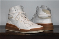 White Leather Saint Laurent High-Top Sneakers, size 9