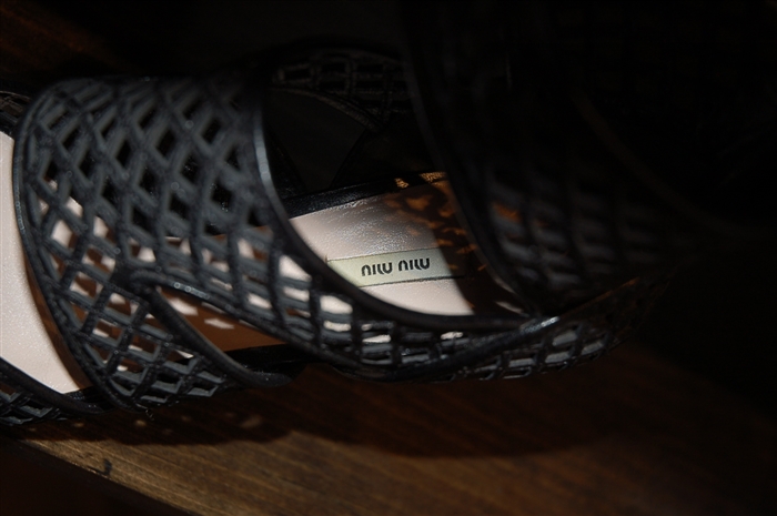 Black Leather Miu Miu Sandal, size 8