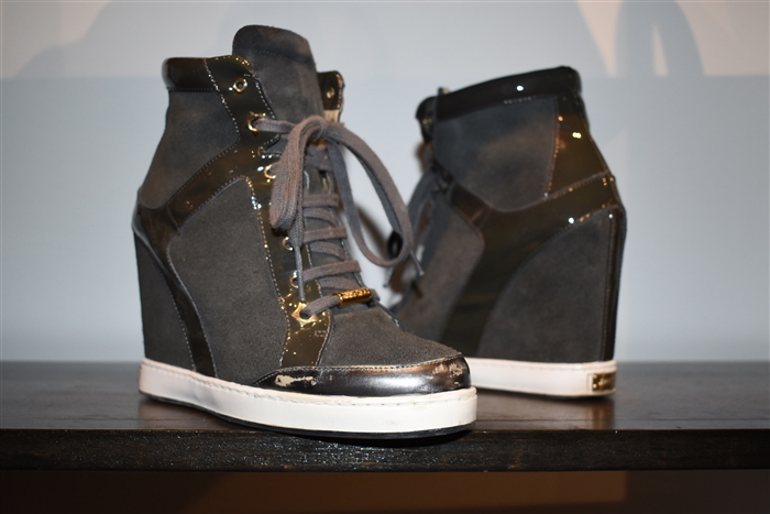 Graphite Jimmy Choo Sneaker Wedge, size 7.5