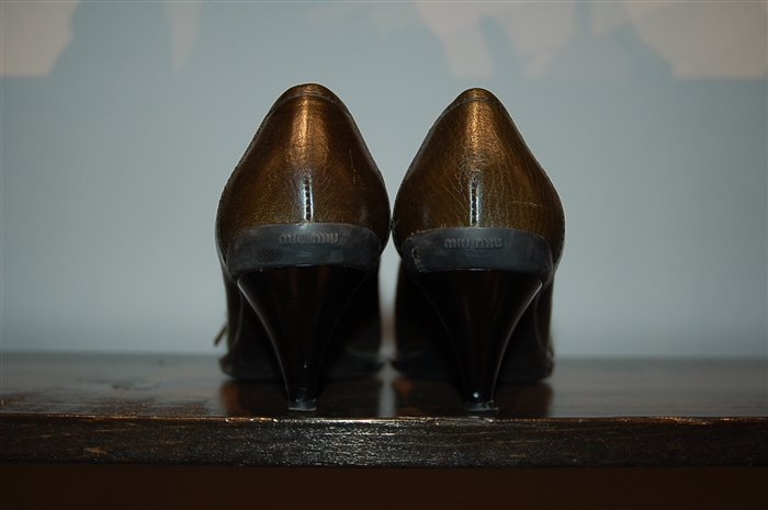 Bottle Green Miu Miu Kitten Heels, size 9