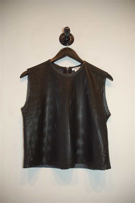Black Leather Helmut Lang Cropped Top, size S