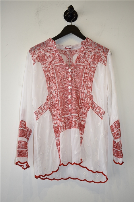 White & Red Johnny Was Tunic, size XS