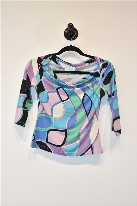 Abstract Print Emilio Pucci Short-Sleeved Top, size XS
