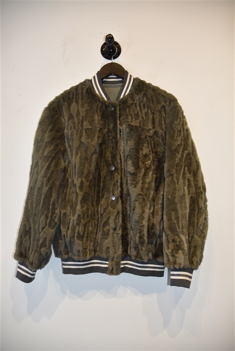 Dark Silver Brunello Cucinelli Shearling Jacket, size 6