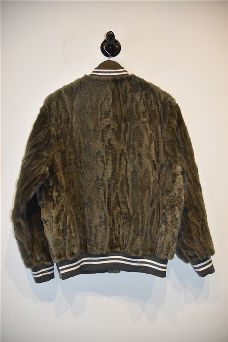 Dark Silver Brunello Cucinelli Shearling Jacket, size 6