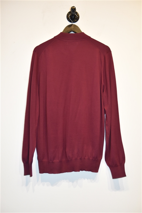 Wine Brunello Cucinelli Zippered Sweater, size XL