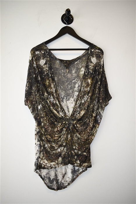 Abstract Print Helmut Lang Short-Sleeved Top, size M