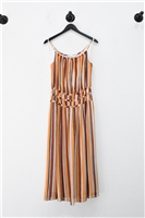 Brown Stripe Frame Midi Dress, size S
