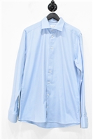 Blue Stripe Eton Button Shirt, size L