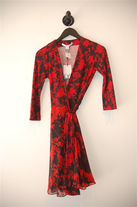 Red & Black Diane von Furstenberg Wrap Dress, size 0