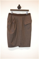 Brown Stripe Brunello Cucinelli Faux Wrap Skirt, size 10