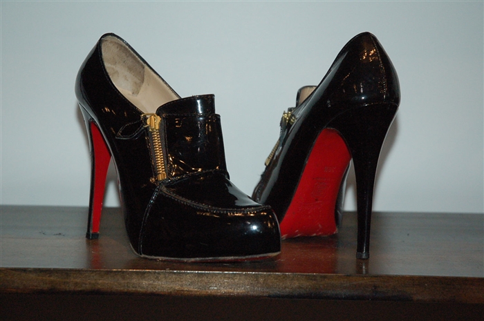Black Patent Christian Louboutin Booties, size 8