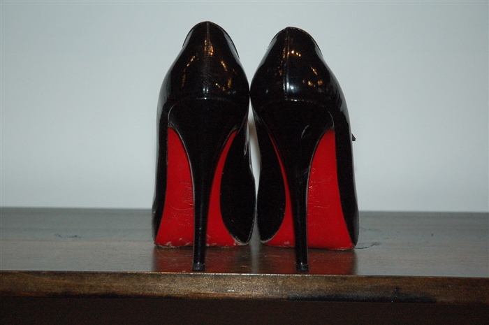 Black Patent Christian Louboutin Booties, size 8