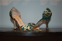 Animal Print Manolo Blahnik Open-Toe Heels, size 8