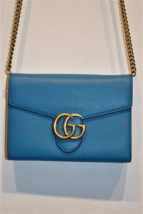 Ocean Blue Gucci Wallet on Chain, size S