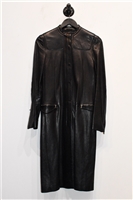 Black Leather Prada Leather Coat, size 4