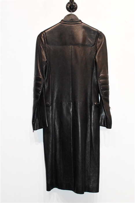 Black Leather Prada Leather Coat, size 4