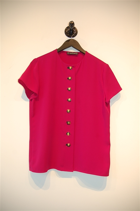 Vibrant Magenta Louis Feraud Short-Sleeved Top, size 8