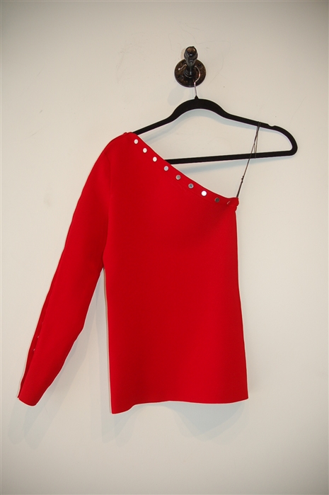 Bright Red Alexander Wang One-Sleeve Top, size XS