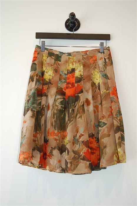 Floral Burberry A-Line Skirt, size 6