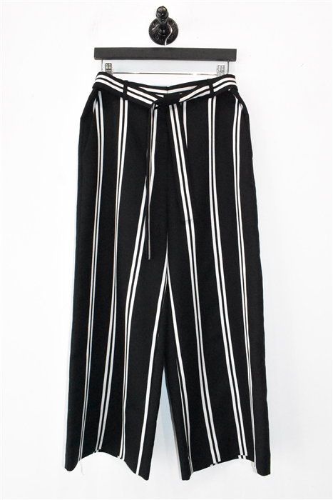 Black Stripe Maje Wide-Leg Trousers, size 8