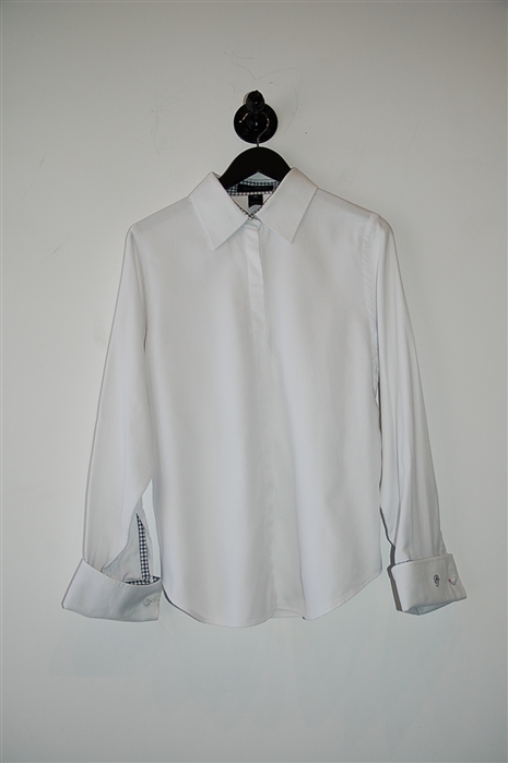 Bright White Pink Tartan Button Shirt, size 14