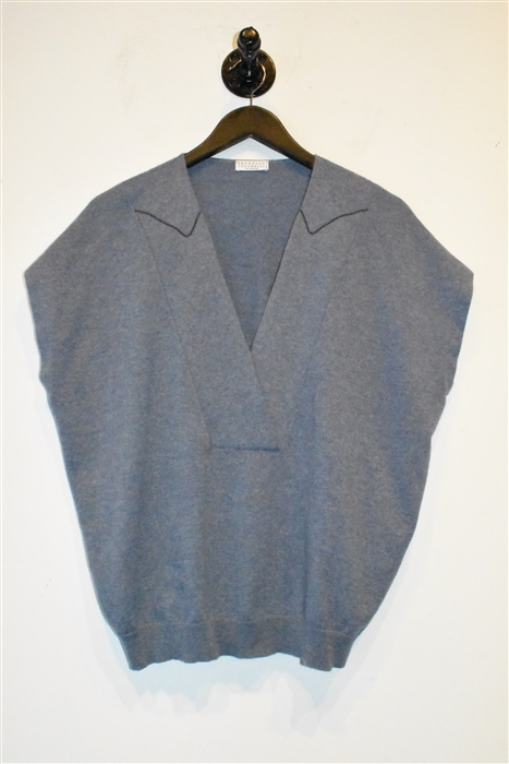Dusk Blue Brunello Cucinelli Cap-Sleeve, size S